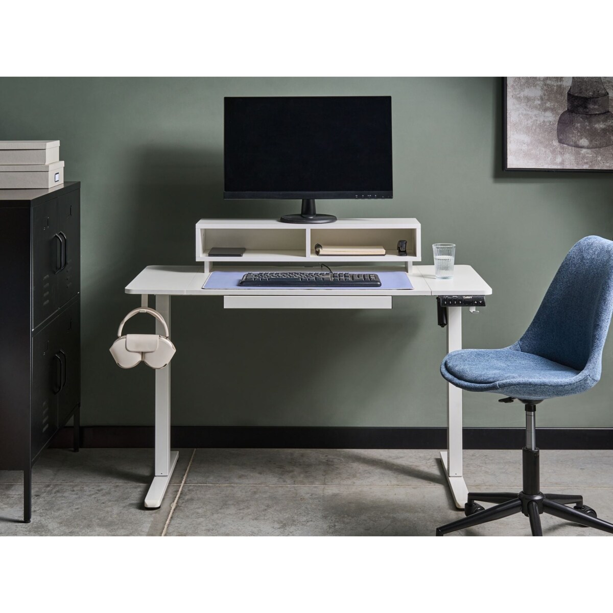 Biurko regulowane elektrycznie LUCAMA Biały 120 cm 60 cm Z portem USB