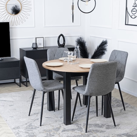 Krzesło Tapicerowane Kuchenne Welurowe Do Jadalni Salonu Loft Szare ROBIN 2