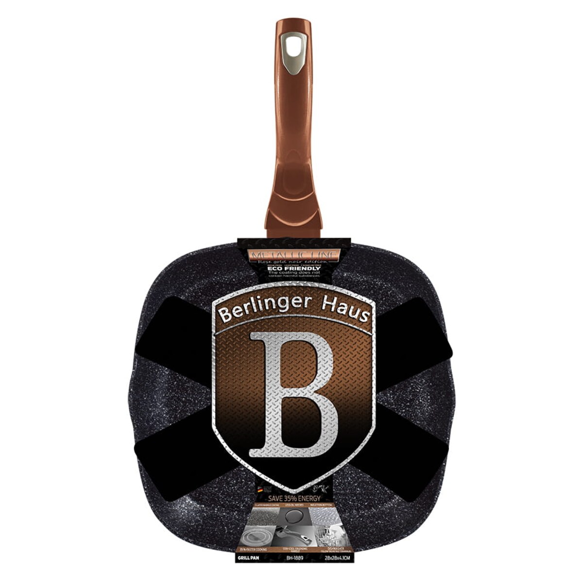 Patelnia grillowa 28x28cm BERLINGER HAUS Rosegold Noir