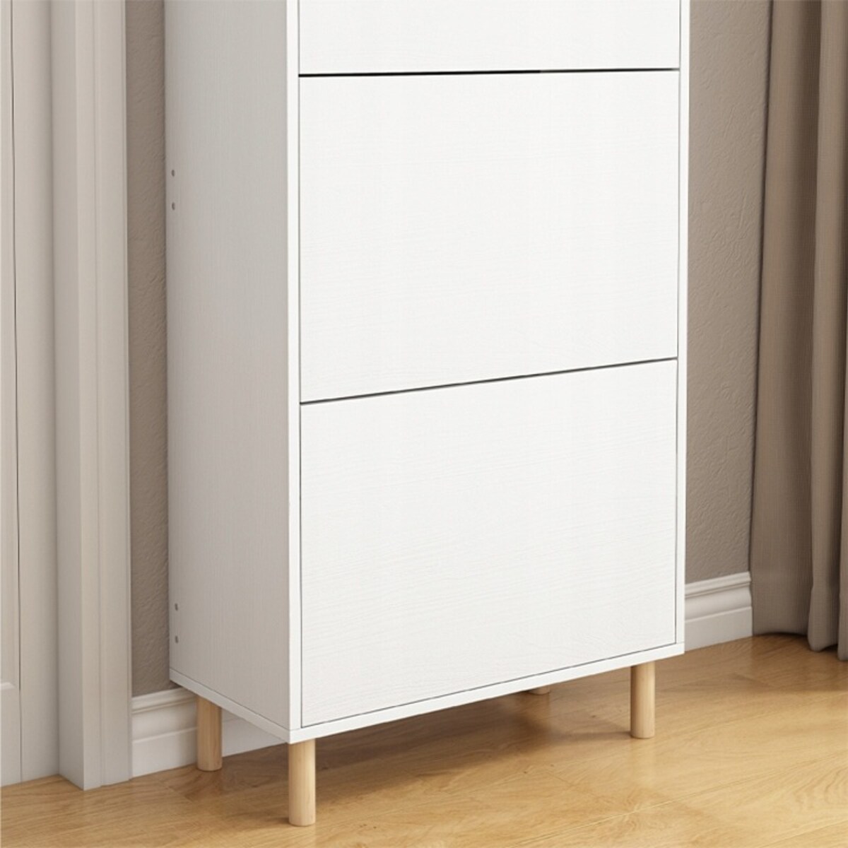 Szafka Na Buty Biała Schowek Z Lustrem Loft Stojący Regał Przedpokój 55cm