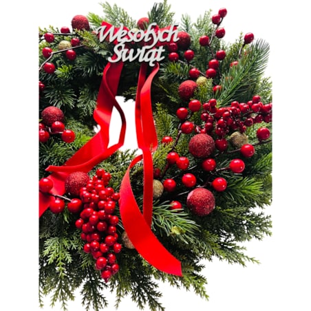 Wianek świąteczny wieniec BOŻE NARODZENIE ozdobny 45 cm na drzwi XXL