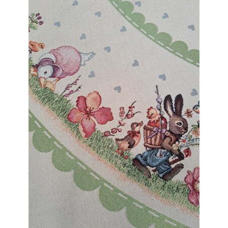 Obrus Okrągły Wielkanocny Na Stół 165 Cm Ozdobny Dekoracyjny