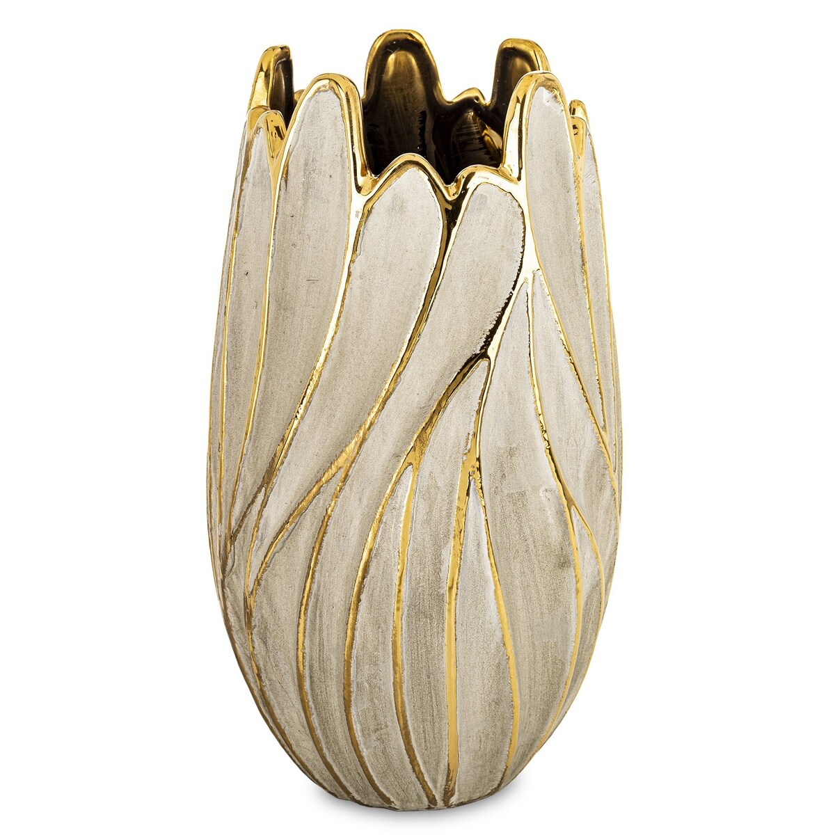 Wazon ceramiczny 37,5x18x18 cm TULIPANO-1 szaro-złoty