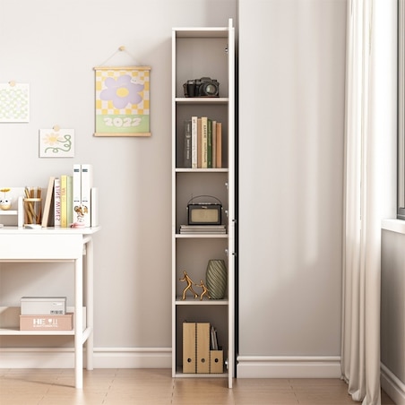 Regał szafka biała nowoczesna stojąca słupek wysoki loft 2-drzwiowy 174 cm