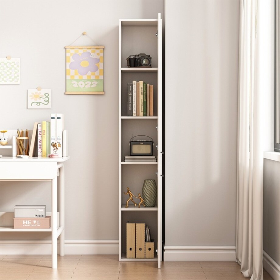 Regał szafka biała nowoczesna stojąca słupek wysoki loft 2-drzwiowy 174 cm