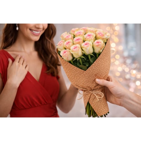 Bukiet róż Esperance – 25 sztuk, wysokość 40-45cm (Ekwador)