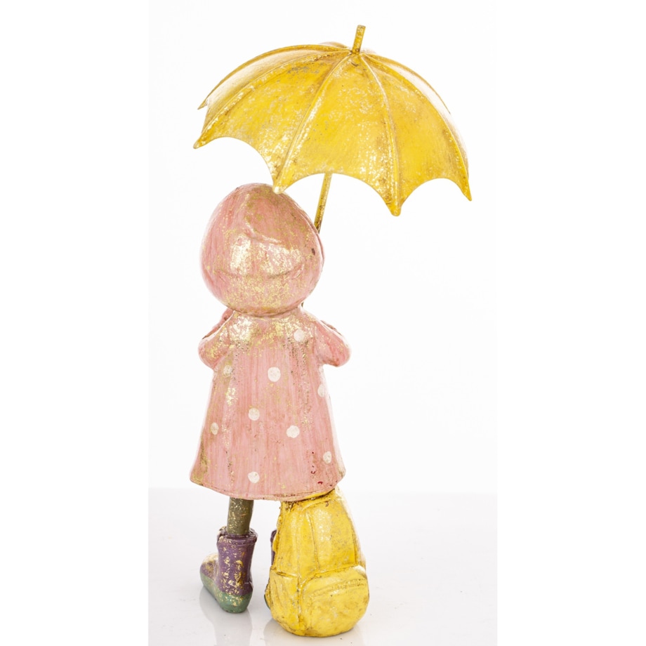 Dekoracja - żabka pod parasolem 19x9,5x9,5 cm ANITA różowa