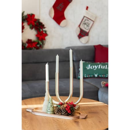 Złoty świecznik Tonis, metalowy, 33 x 34 cm