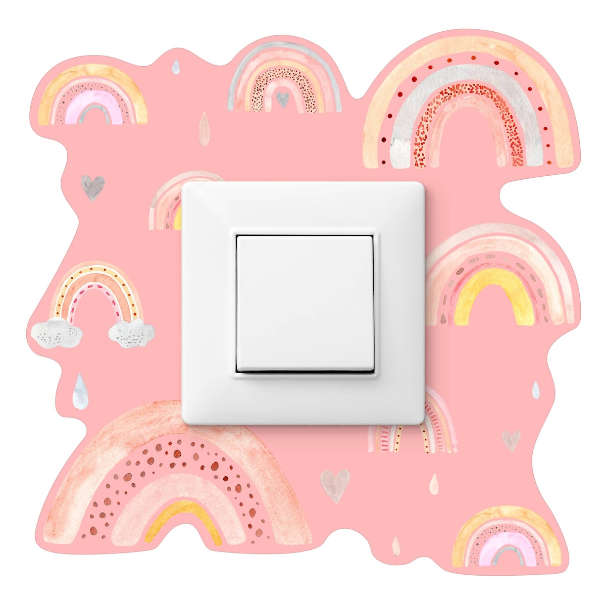 Naklejka Pod Włącznik Kontakt Tęcze Serduszka Styl Boho Dla Dziewczynki 20x20cm