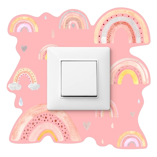 Naklejka Pod Włącznik Kontakt Tęcze Serduszka Styl Boho Dla Dziewczynki 20x20cm