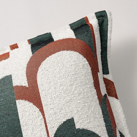 Poszewka Mona na poduszkę 45x45 zielono-czerwony wzory na kremowym tle