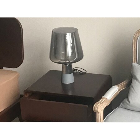 Stojąca LAMPA stołowa GOBLET TLS-E27 Abigali szklana LAMPKA nocna przydymiona