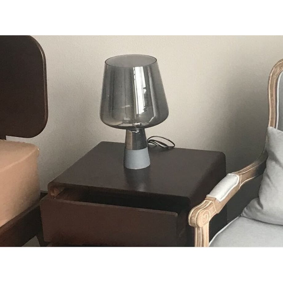 Stojąca LAMPA stołowa GOBLET TLS-E27 Abigali szklana LAMPKA nocna przydymiona