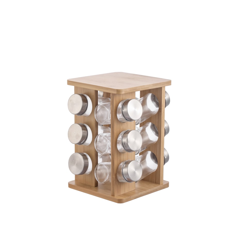 MODERN KITCHEN Zestaw 12 przyprawników 15x15x23,5cm na stojaku