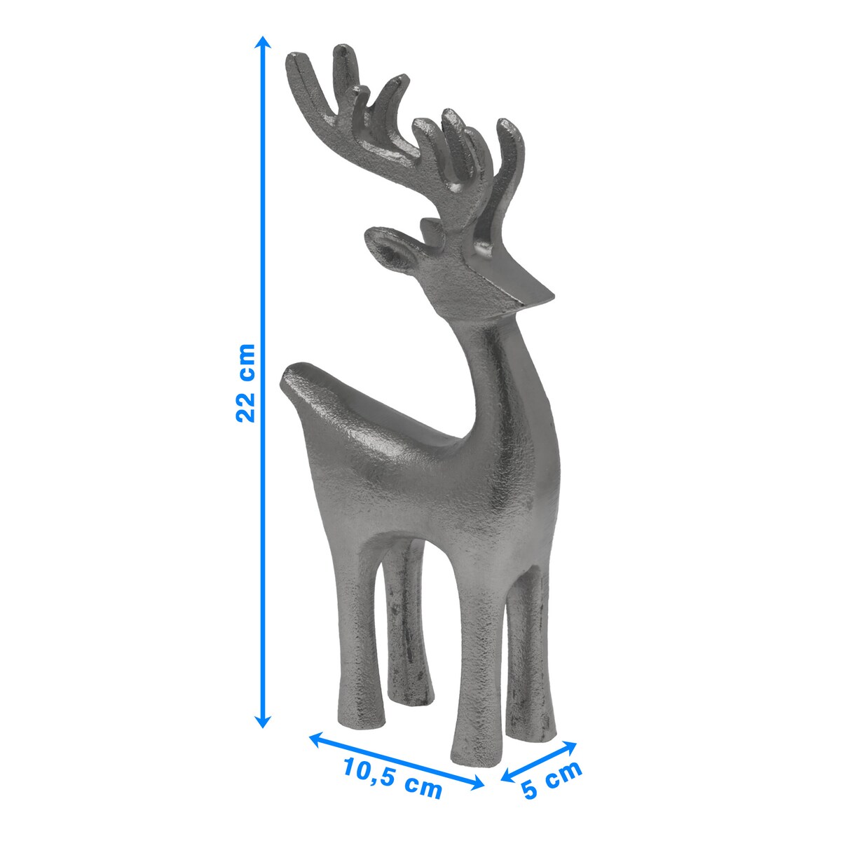 Renifer Figurka Duża Świąteczna Stojąca Dekoracja Ozdoba Szara 22 Cm