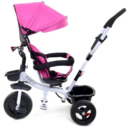 Rowerek trójkołowy spacerowy dla dzieci Funfit Kids różowy z trąbką