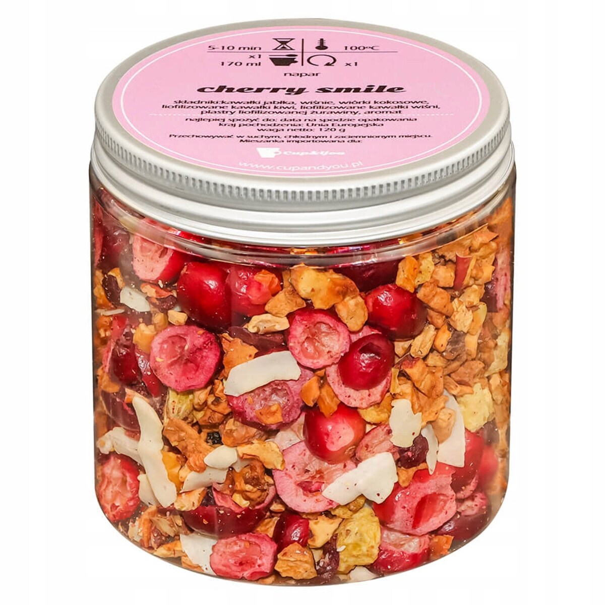 Herbata owocowa sypana CHERRY SMILE o smaku tropikalnym z wiśnią i jabłkiem - herbata liściasta sypana mieszanka napar susz - gotowa na prezent upominek
