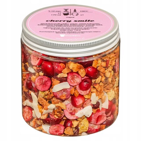 Herbata owocowa sypana CHERRY SMILE o smaku tropikalnym z wiśnią i jabłkiem - herbata liściasta sypana mieszanka napar susz - gotowa na prezent upominek