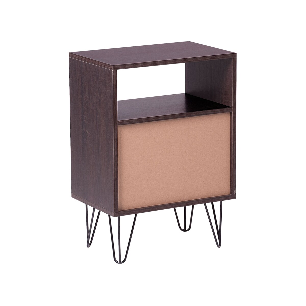 Szafka nocna 2 szuflady ciemne drewno z białym ARVIN