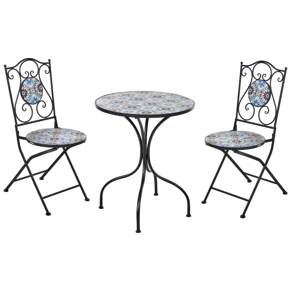 Zestaw mebli balkonowych Składane AGGIUS Metal Czarny