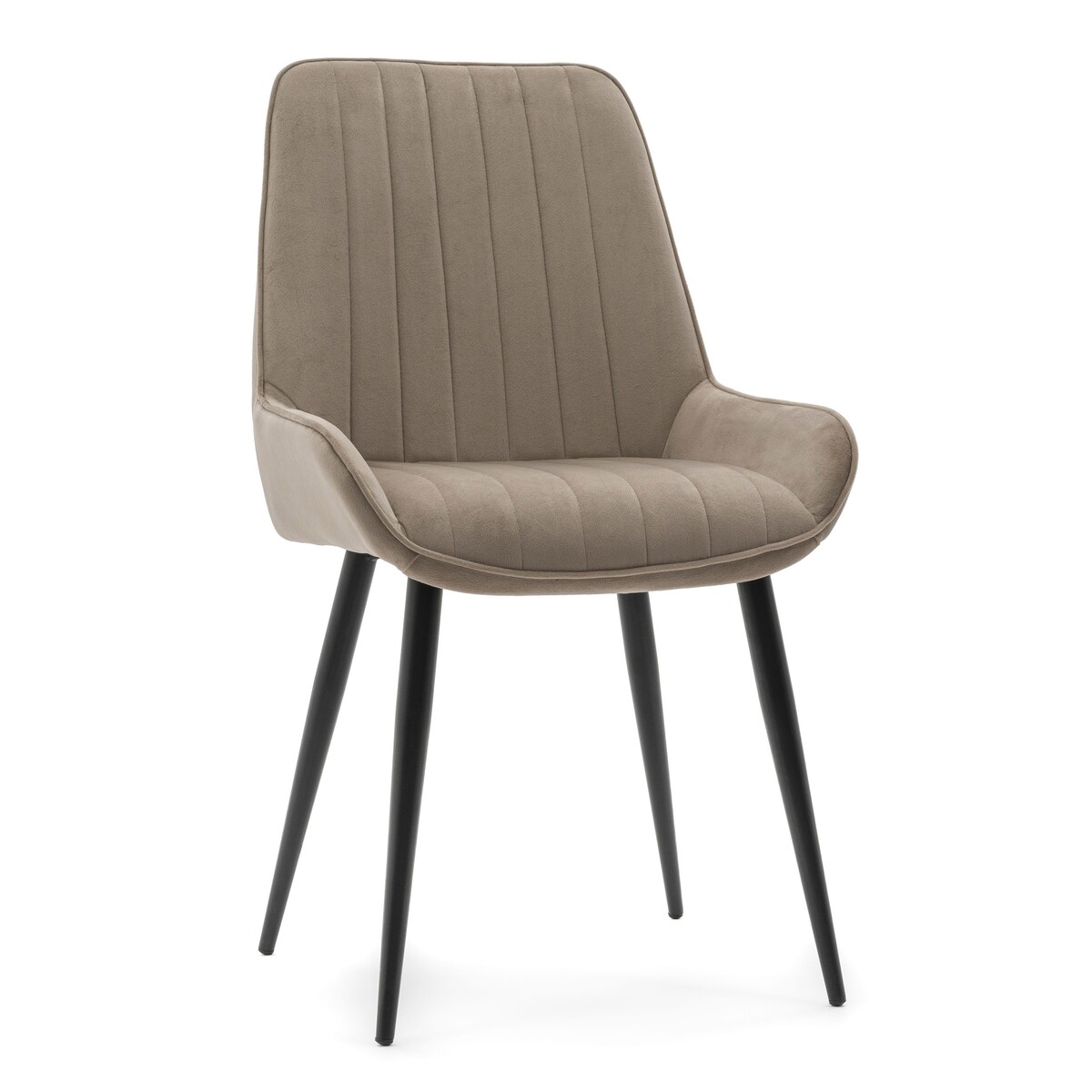Krzesło tapicerowane welurowe do salonu jadalni nowoczesne LUCA ciemnobeżowa