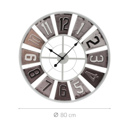 Zegar ścienny do salonu z industrialną tarczą, Ø 80 cm