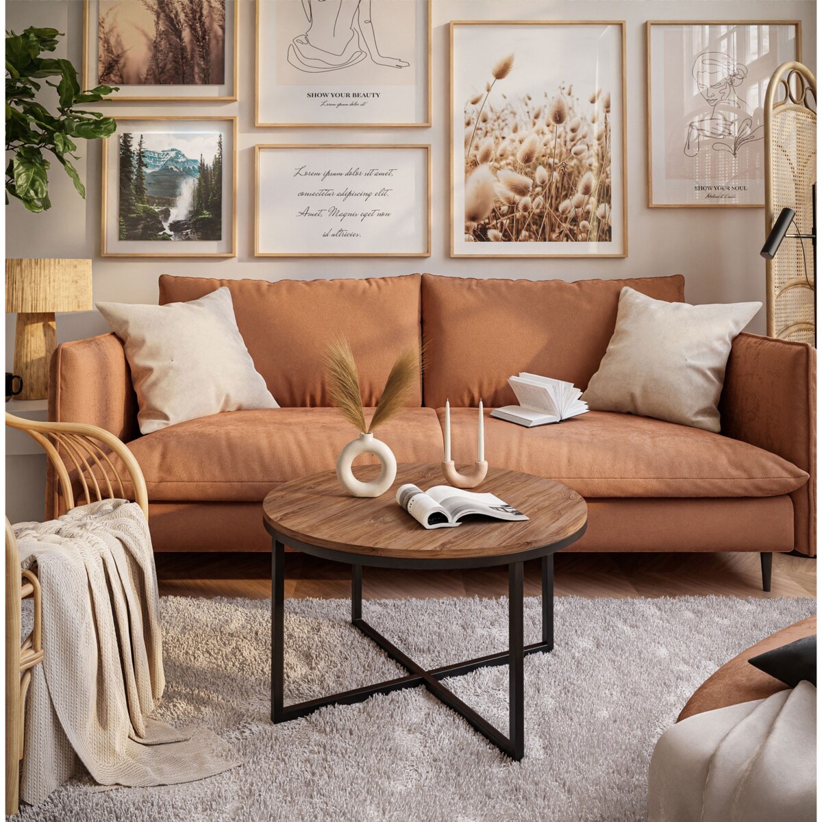 Okrągły stolik kawowy CIRI-X czarny dąb stirling