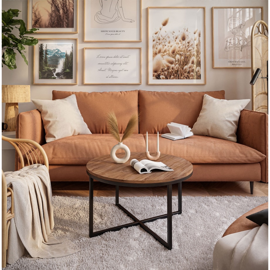 Okrągły stolik kawowy CIRI-X czarny dąb stirling