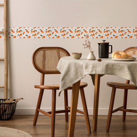 Pasek Dekoracyjny Bordiura Do Tapet Owoce Cytrusy POMARAŃCZE Serca Kwiaty