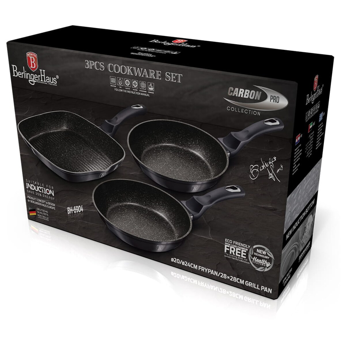 Zestaw patelni marmurowych z patelnią grillową Berlinger Haus BH-6904