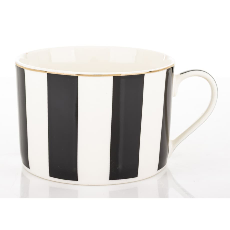 Filiżanka 220 ml i spodeczek, w czarne pionowe paski, w pudełku, LARGO