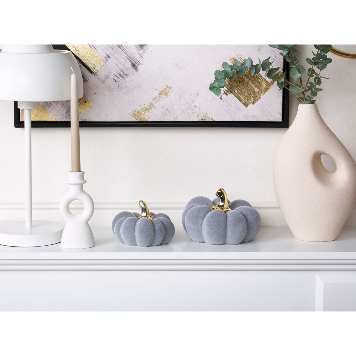 Zestaw 2 figurek dynie szary KATERINIS