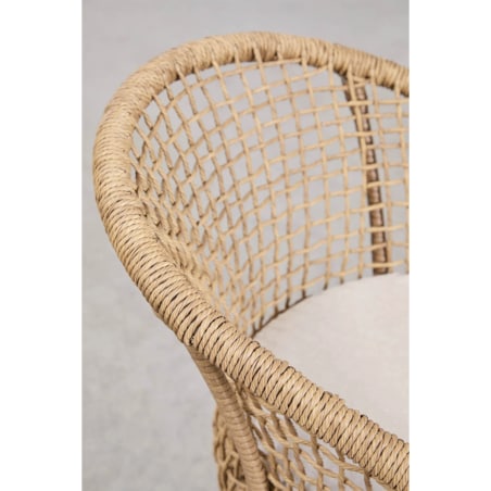 Krzesło ogrodowe z podłokietnikami ze stali i syntetycznego rattanu Liparian