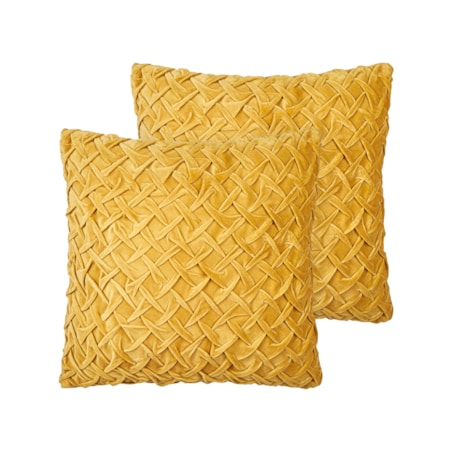 2 welurowe poduszki dekoracyjne 45 x 45 cm żółte CHOISYA