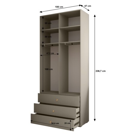 Garderoba wysoka do przedpokoju INOVA 4 Z17 czarny+złoty