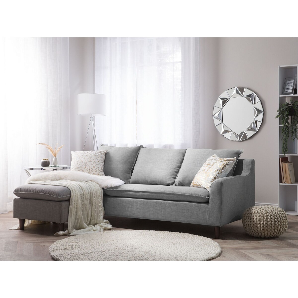 Narożnik ELVENES Jasnoszary Tkanina