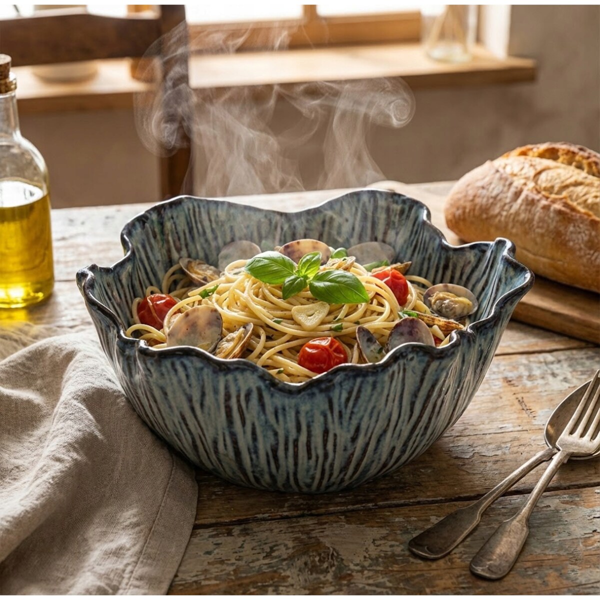 PATERA NA OWOCE SAŁATKĘ 23cm CERAMICZNA NIEBIESKA SKANDYNAWSKA MISA MISKA