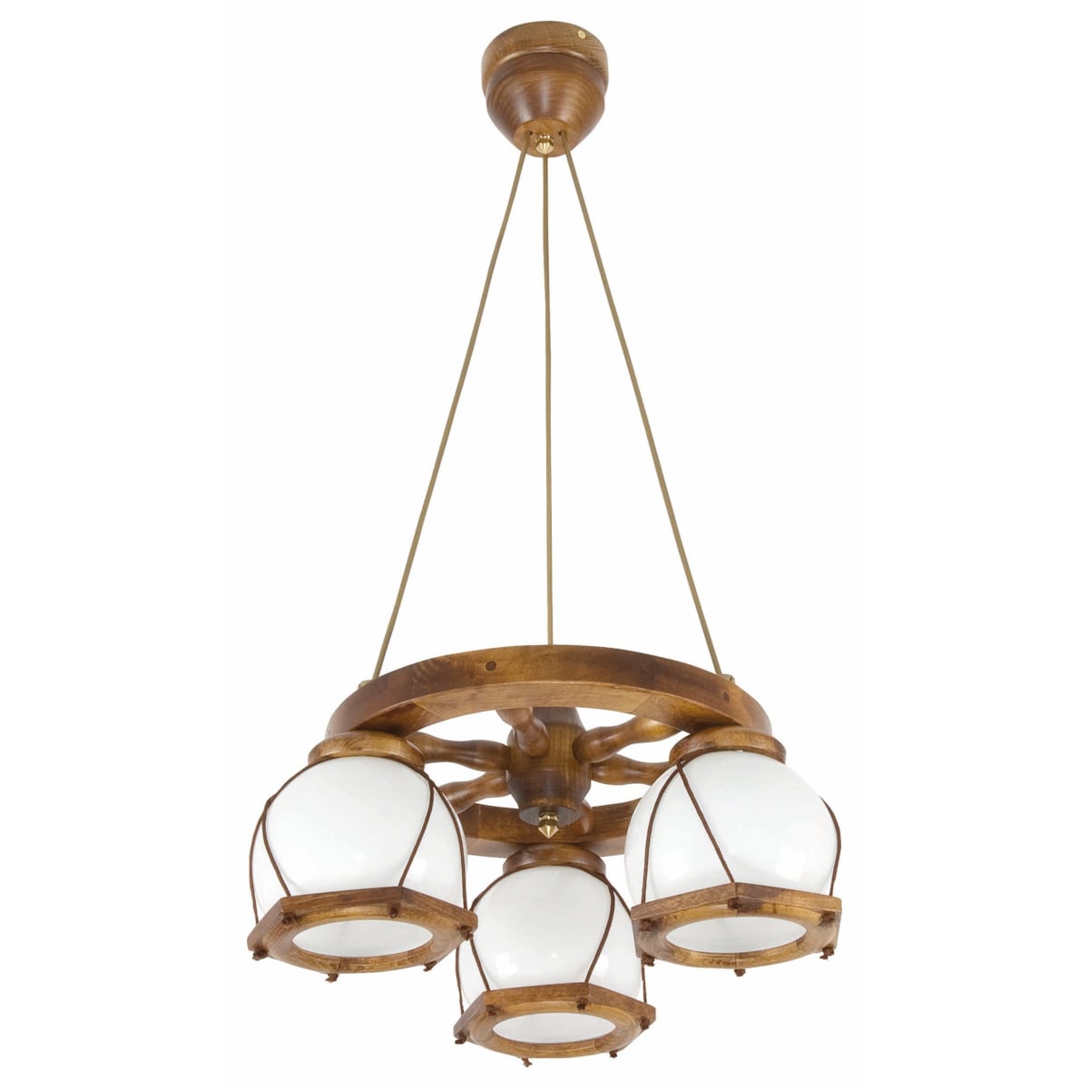 lampa wisząca drewniana edylit 3 punktowa kule białe