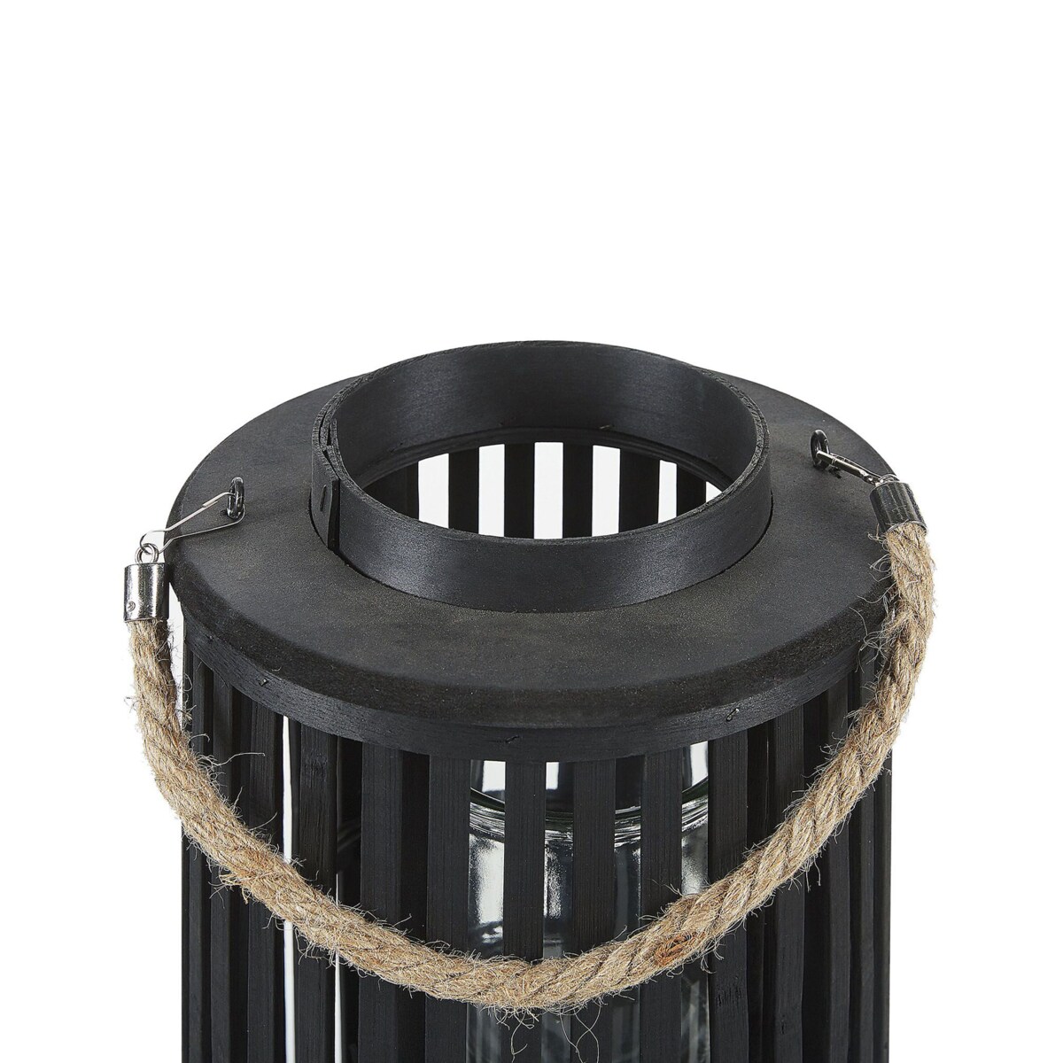 Lampion drewniany 40 cm czarny LUZON