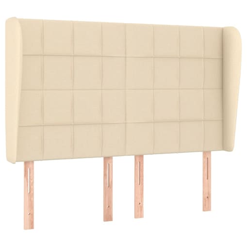 vidaXL Zagłówek uszak, kremowy, 147x23x118/128 cm, tkanina