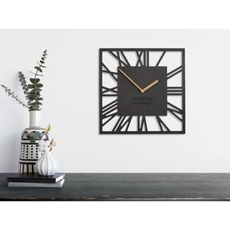 Zegar ścienny Loft Piccolo kwadratowy Czarny 30cm