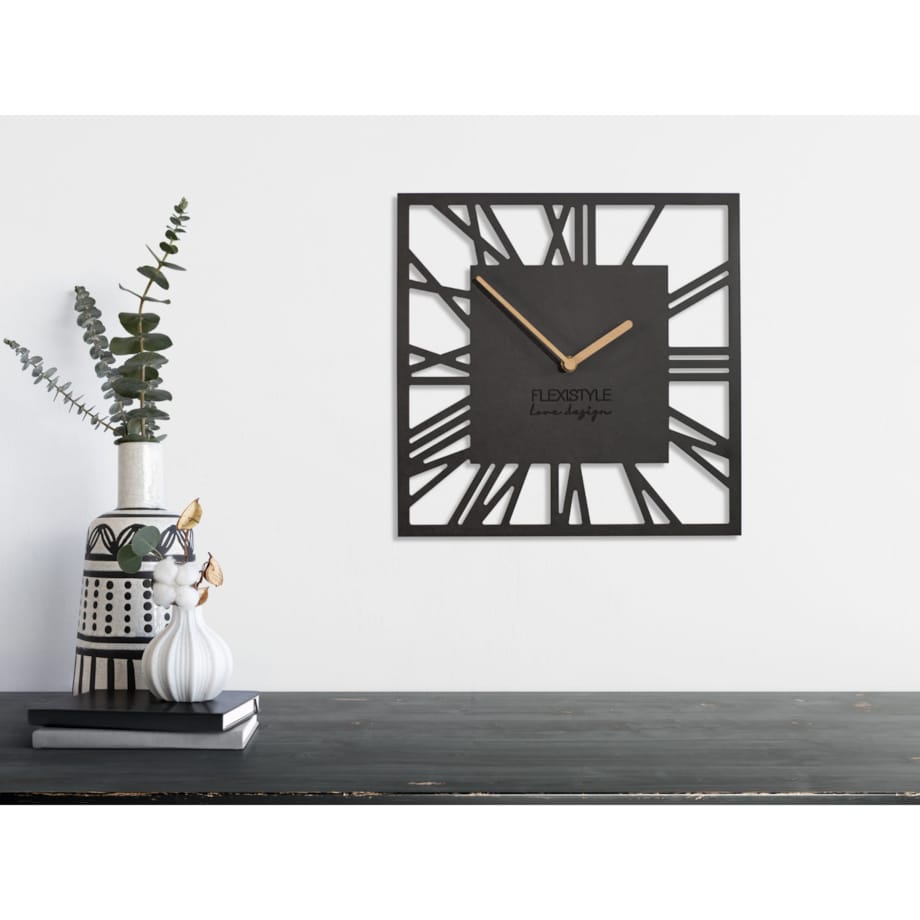 Zegar ścienny Loft Piccolo kwadratowy Czarny 30cm