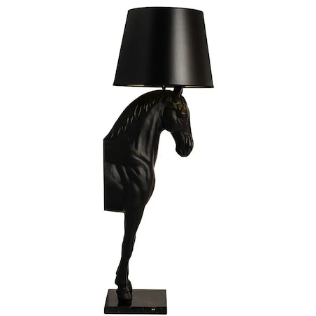 Podłogowa lampa salonowa HORSE S koń z abażurem czarny