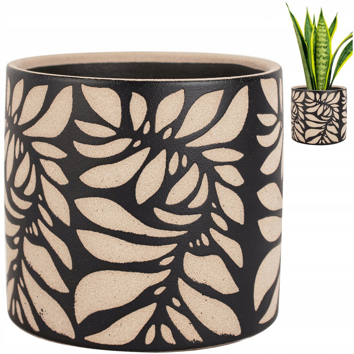 DONICZKA CERAMICZNA BEŻOWA 14cm na kwiaty zioła parapet do domu salonu