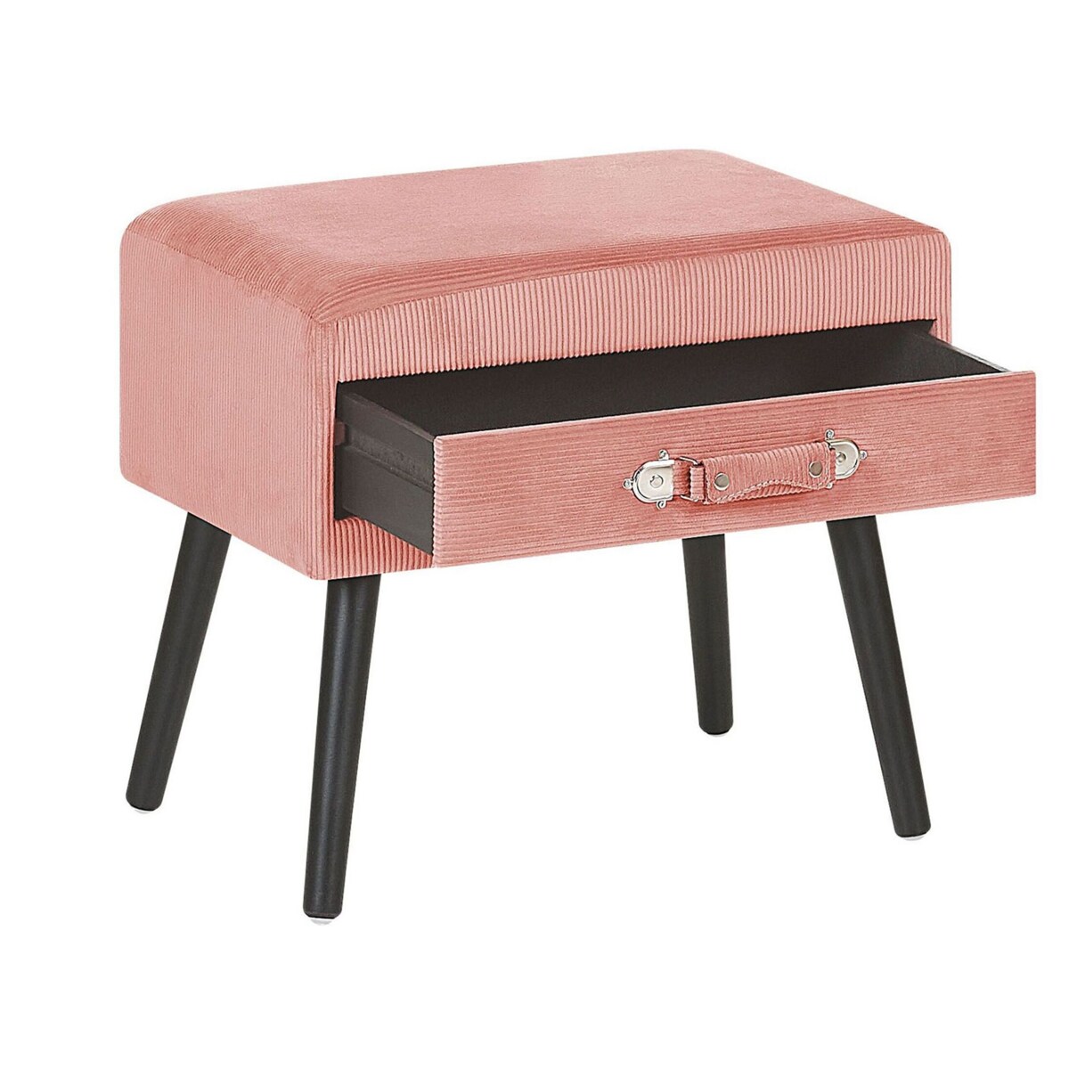 Stolik nocny sztruksowy różowy EUROSTAR