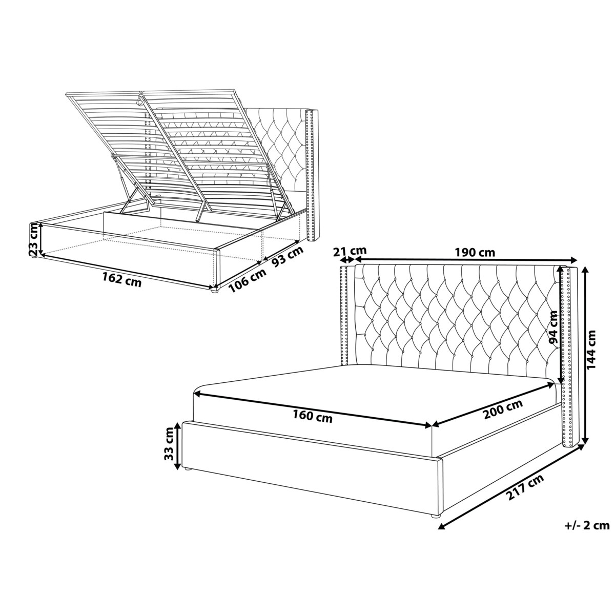 Łóżko z pojemnikiem welurowe 160 x 200 cm jasnoszare LUBBON