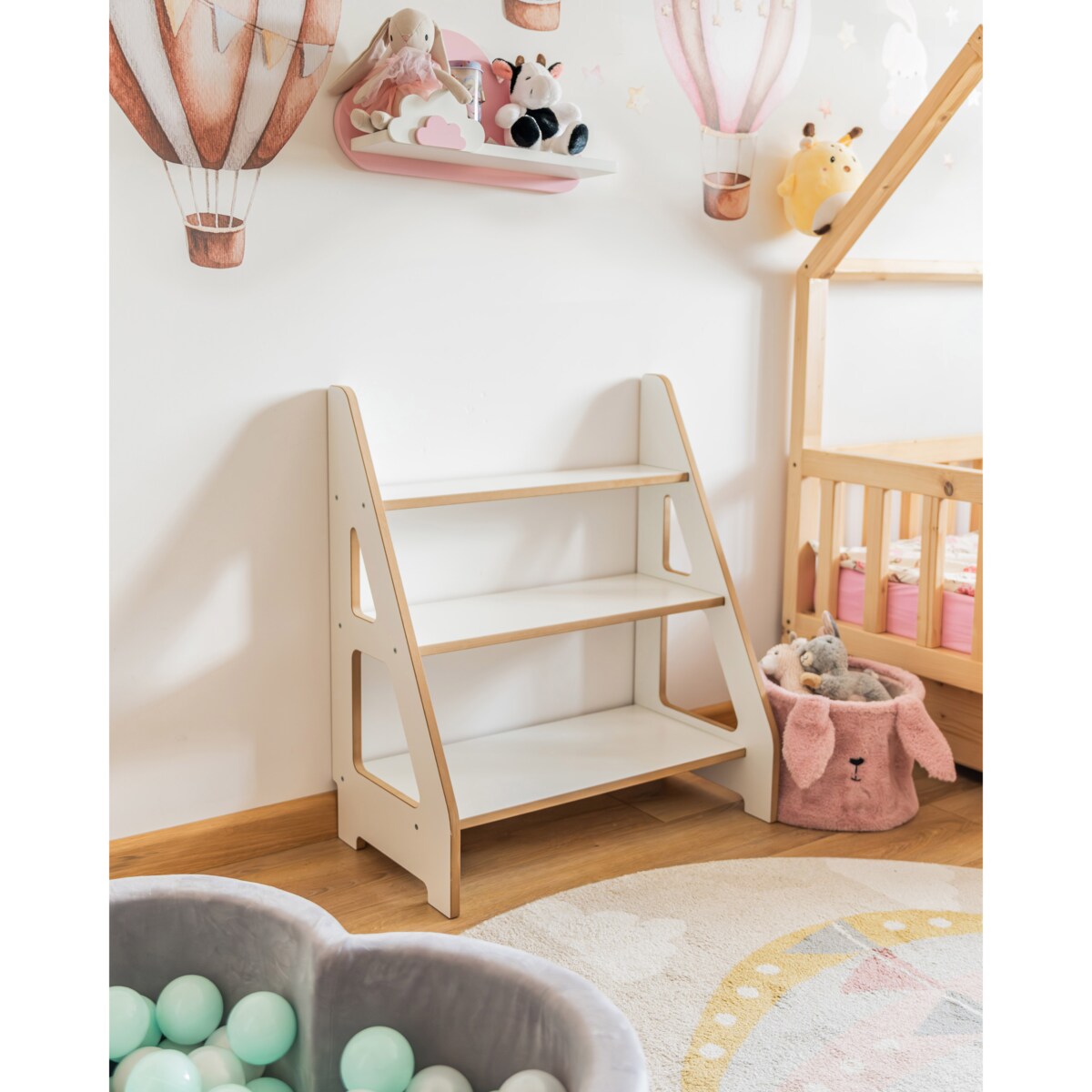Obubu Regał na Zabawki Montessori Szafka na Książki Półka na Pluszaki Biała