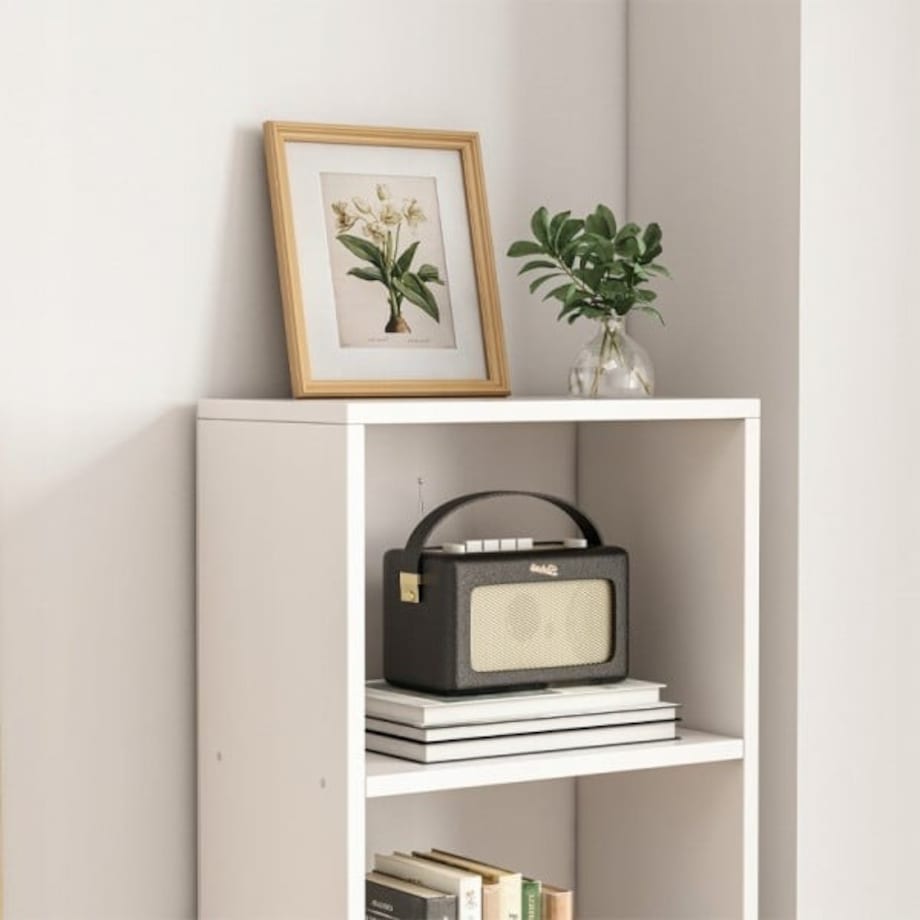 Biały regał stojący na książki półki wysoki nowoczesny słupek loft 182cm