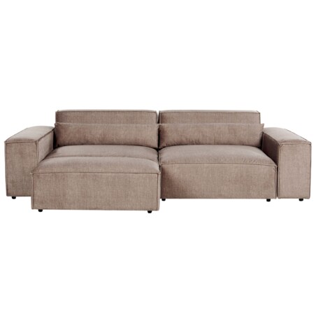 Sofa modułowa 2-osobowa z otomaną brązowa HELLNAR