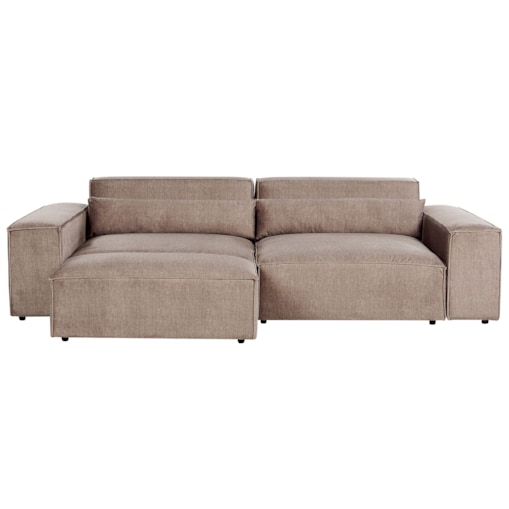 Sofa modułowa 2-osobowa z otomaną brązowa HELLNAR